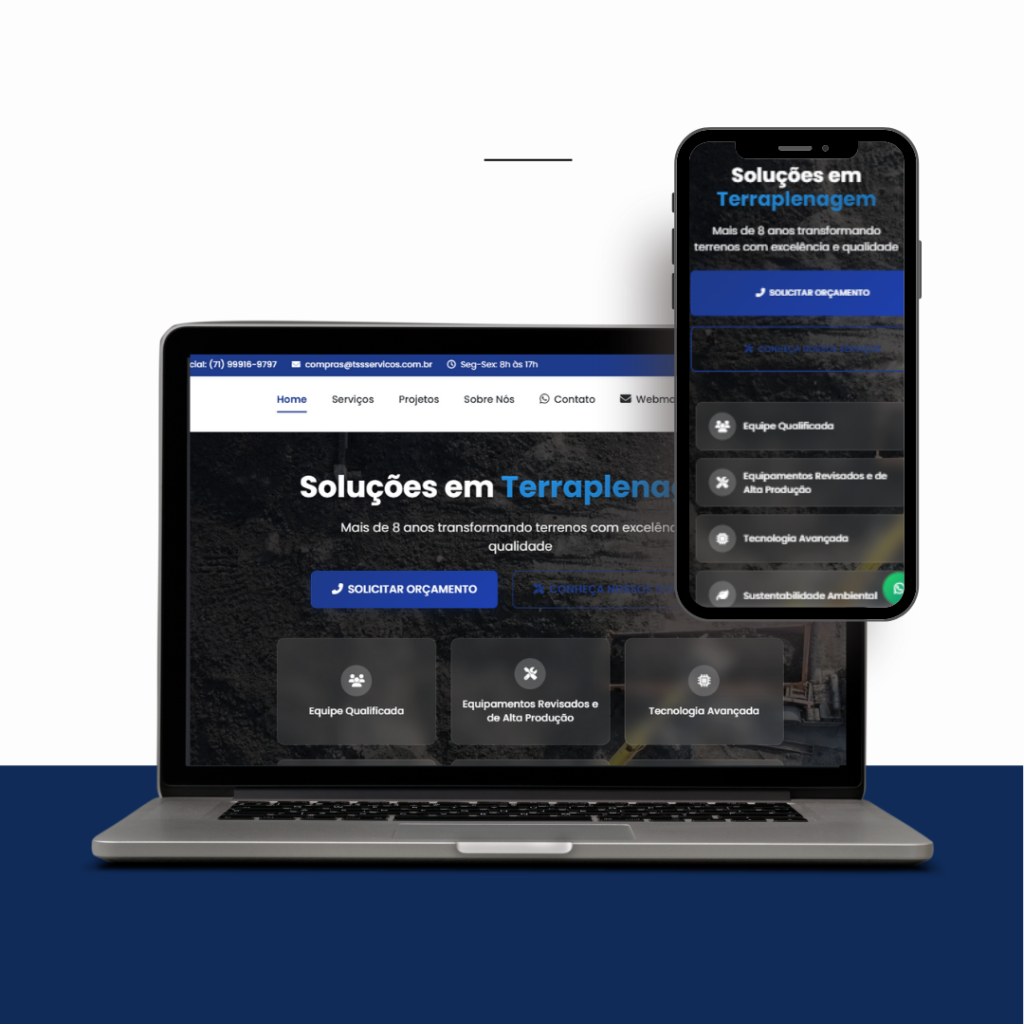Mockup de site profissional criado pela SiteUp Studio