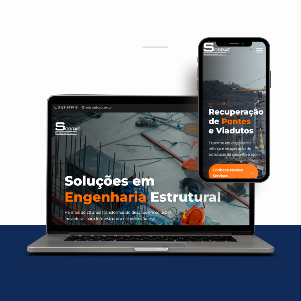 Mockup de landing page criada pela SiteUp Studio